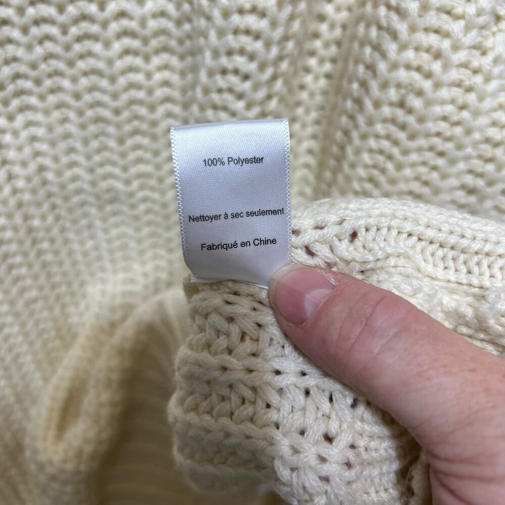 Womens Chunky Knit Pullover Sweater Sz M Balloon Sleeve Cozy Cabin Coastal Soft - Picture 5 of 7